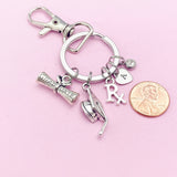 Graduation Charm Keychain, Rx Diploma, Initial Charm, Personalized Gift