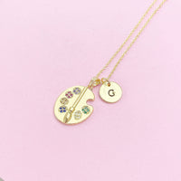 Gold Artist Palette Charm Necklace Birthday Gifts, Personalized Customized Gifts, N5258