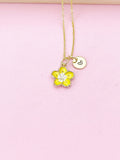 Gold Orange Yellow Sakura Cherry Blossom Flower Charm Necklace, N5681