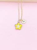 Gold Orange Yellow Sakura Cherry Blossom Flower Charm Necklace, N5681
