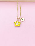 Gold Orange Yellow Sakura Cherry Blossom Flower Charm Necklace, N5681