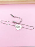 Silver Great Grandma Heart Charm Bracelet, Personalized Gift