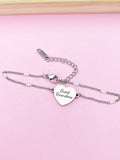 Silver Great Grandma Heart Charm Bracelet, Personalized Gift