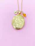 Gold Flower Locket Necklace, Best Christmas Gift for Mom, Grandmother, Great Grandma, Aunt, Keepsake Photo Frame Charm, AN4873