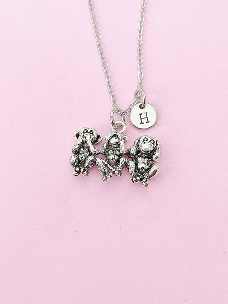 Three Monkeys Charm Necklace, N4375