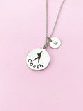 Silver Softball Coach Necklace, Best Christmas Gifts for Baseball Coach, Personalized Customized Monogram Jewelry, D151