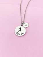 Silver Softball Coach Necklace, Best Christmas Gifts for Baseball Coach, Personalized Customized Monogram Jewelry, D151