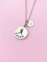 Silver Softball Coach Necklace, Best Christmas Gifts for Baseball Coach, Personalized Customized Monogram Jewelry, D151