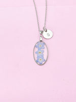 Silver Forget Me Not Charm Necklace, Gold in Option, N5558