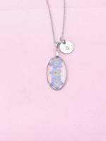 Silver Forget Me Not Charm Necklace, Gold in Option, N5558