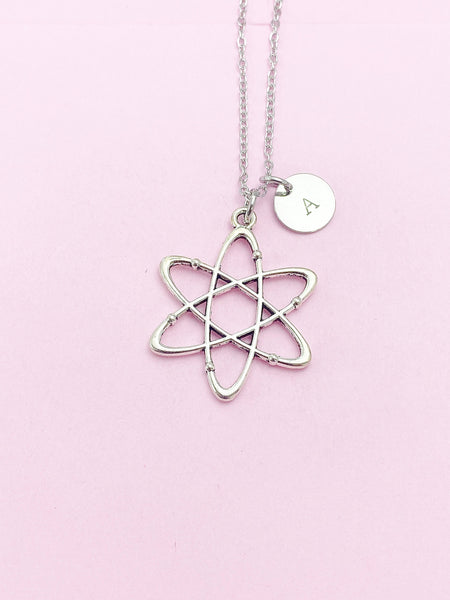 Silver Atom Charm Necklace, N1499