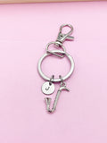 Bass Clarinet Keychain, Initial Charm, Music Gift