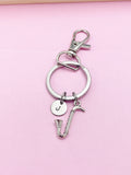 Bass Clarinet Keychain, Initial Charm, Music Gift