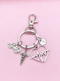 Ambulance Caduceus Heartbeat Charm Keychain, N1981