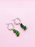 Silver Diopside Earrings, Natural Gemstone Jewelry AN3952
