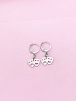 Silver Comedy Tragedy Drama Mask Charm Earrings, Mardi Gras Charms, AN124