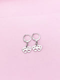 Silver Comedy Tragedy Drama Mask Charm Earrings, Mardi Gras Charms, AN124