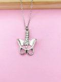 Silver Anatomy Pelvis Charm Necklace, Silver Human Anatomical Spine Charm, Anatomical Charm, Personalized Gift, Doctor Gif, Nurse Gift, N283