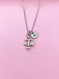 Lawyer Necklace, Justice Scale Charm, Judge Jewelry Gift, Personalized Initial Gift, N1531A