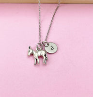 Silver Donkey Charm Necklace, Donkey Charm, Farm Animal Charm, Farmer Gift, Pet Gift, Mini Horse Charm, Personalized Custom Monogram, N685A