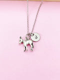 Silver Donkey Necklace, Personalized Initial Charm, N685
