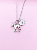 Silver Donkey Necklace, Personalized Initial Charm, N685