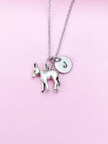 Silver Donkey Necklace, Personalized Initial Charm