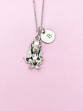 Silver Basset Hound Dog Charm Necklace, N2884