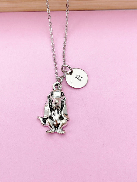 Silver Basset Hound Dog Charm Necklace, N2884
