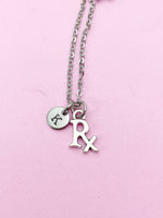 Rx Necklace, Silver Rx Charm, Pharmacist Gift, Graduation Gifts, Pharmacist Necklace, Medical Drugstore Gift, Pharmacy Student Gift, N2239A