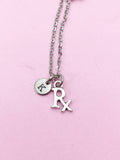 Rx Charm Necklace, Initial, Pharmacist Graduation Gift