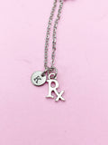 Rx Necklace, Silver Rx Charm, Pharmacist Gift, Graduation Gifts, Pharmacist Necklace, Medical Drugstore Gift, Pharmacy Student Gift, N2239A