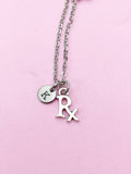 Rx Charm Necklace, Initial, Pharmacist Graduation Gift