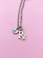 Rx Necklace, Silver Rx Charm, Pharmacist Gift, Graduation Gifts, Pharmacist Necklace, Medical Drugstore Gift, Pharmacy Student Gift, N2239A