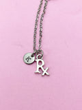 Rx Charm Necklace, Initial, Pharmacist Graduation Gift