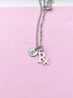 Rx Necklace, Silver Rx Charm, Pharmacist Gift, Graduation Gifts, Pharmacist Necklace, Medical Drugstore Gift, Pharmacy Student Gift, N2239A