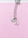 Rx Charm Necklace, Initial, Pharmacist Graduation Gift