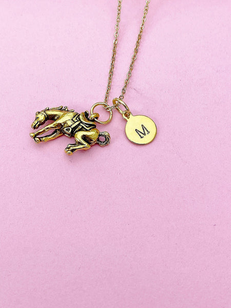 Gold Bucking Bronco Necklace, N419