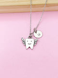 Silver Tooth with Wings Charm Necklace, N120