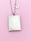 Large Stainless Steel Cross Locket Pendants Photo Frame Necklace, N5684