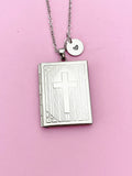 Large Stainless Steel Cross Locket Pendants Photo Frame Necklace, N5684
