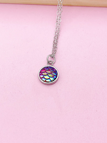 Silver Mermaid Scale Charm Necklace, N3128