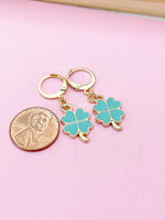 Gold Four Leaf Clover Earrings, Shamrock Earrings, St Patrick Gift, N3174