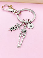 Silver Caduceus Skeleton Charm Keychain, Medical School Gifts, Radiology X-Ray Ultrasound Tech Medical Schools Student Gifts, N449H