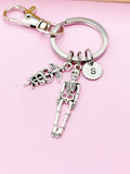 Silver Caduceus Skeleton Charm Keychain, Medical School Gifts, Radiology X-Ray Ultrasound Tech Medical Schools Student Gifts, N449H