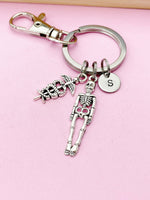 Silver Caduceus Skeleton Charm Keychain, Medical School Gifts, Radiology X-Ray Ultrasound Tech Medical Schools Student Gifts, N449H