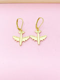 Gold Airplane Charm Earrings, Christmas Gift Ideas, N2741A