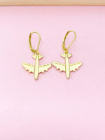 Gold Airplane Charm Earrings, Christmas Gift Ideas, N2741A