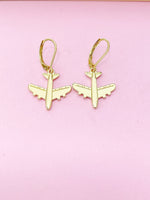 Gold Airplane Charm Earrings, Christmas Gift Ideas, N2741A