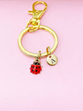 Gold or Silver TINY Red Ladybug Charm Keychain Everyday Gift Idea Personalized Customized Made to Order Jewelry, BN4555